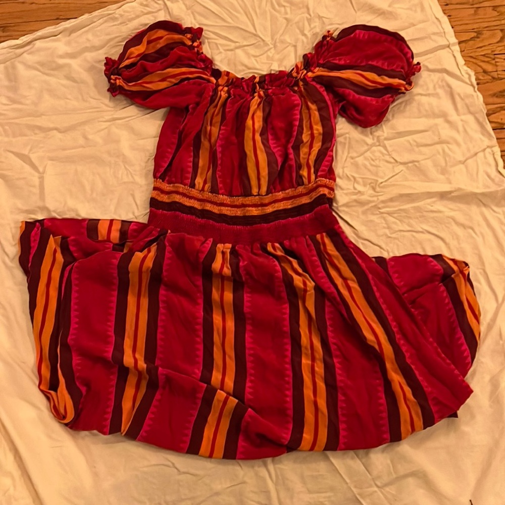Multicolor silk patterned flowy dress